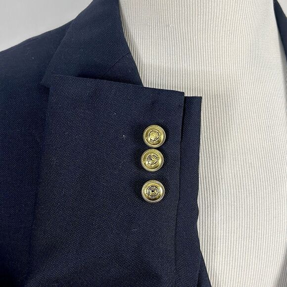 Stafford 50L Blazer Wool Blend Navy Blue Gold Two Button Lined Vented - Picture 5 of 8
